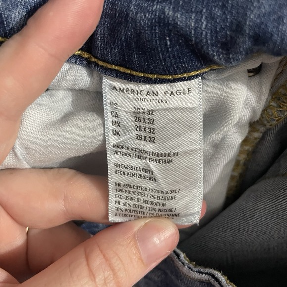 American Eagle Jeans Men Size 28x32 Slim Straight Medium Wash Stretch Blue Denim - Picture 4 of 9